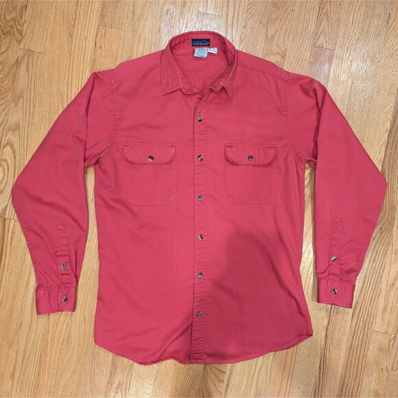 Vintage Patagonia Dual Spun Shirt Men's Medium M Red Button Up Hong Kong - Picture 1 of 7